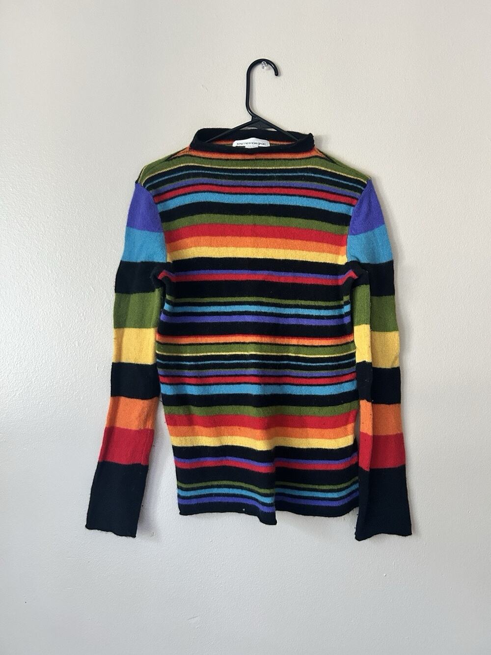 Vintage Jones New York Sport 100% Lambswool Striped Mock Neck Sweater (Flawed)